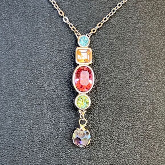 Rainbow Drop Swarovski Crystal Necklace - Picture 8 of 9